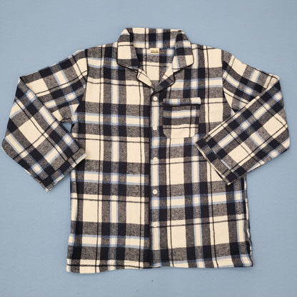 Blue and Black Checkered Kids Flannel Winter Unisex Nightsuit Set