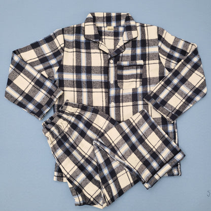 Blue and Black Checkered Kids Flannel Winter Unisex Nightsuit Set