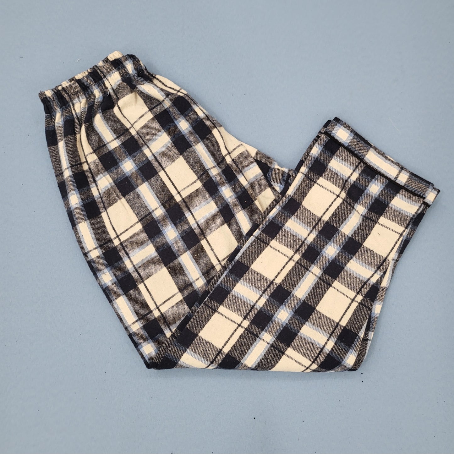 Blue and Black Checkered Kids Flannel Winter Unisex Nightsuit Set