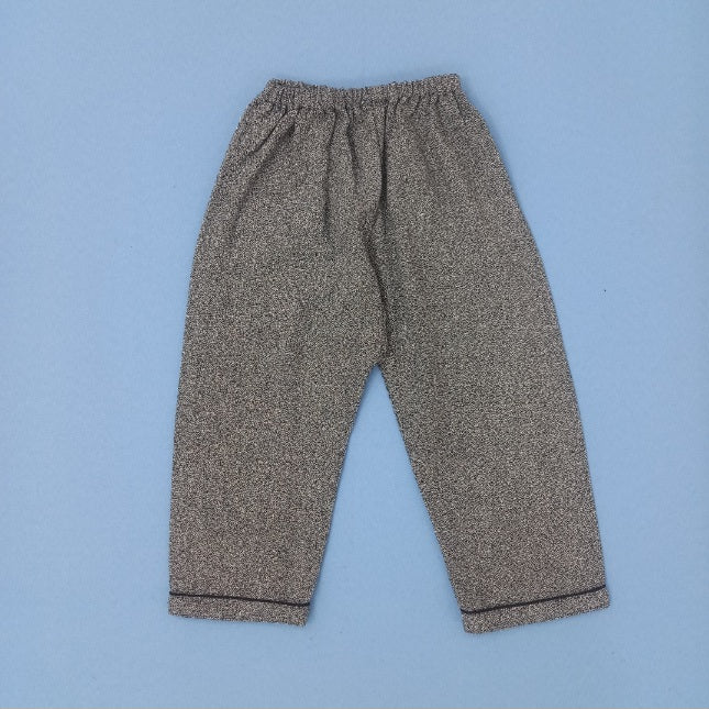 Grey Textured Kids Flannel Winter Unisex Nightsuit Set