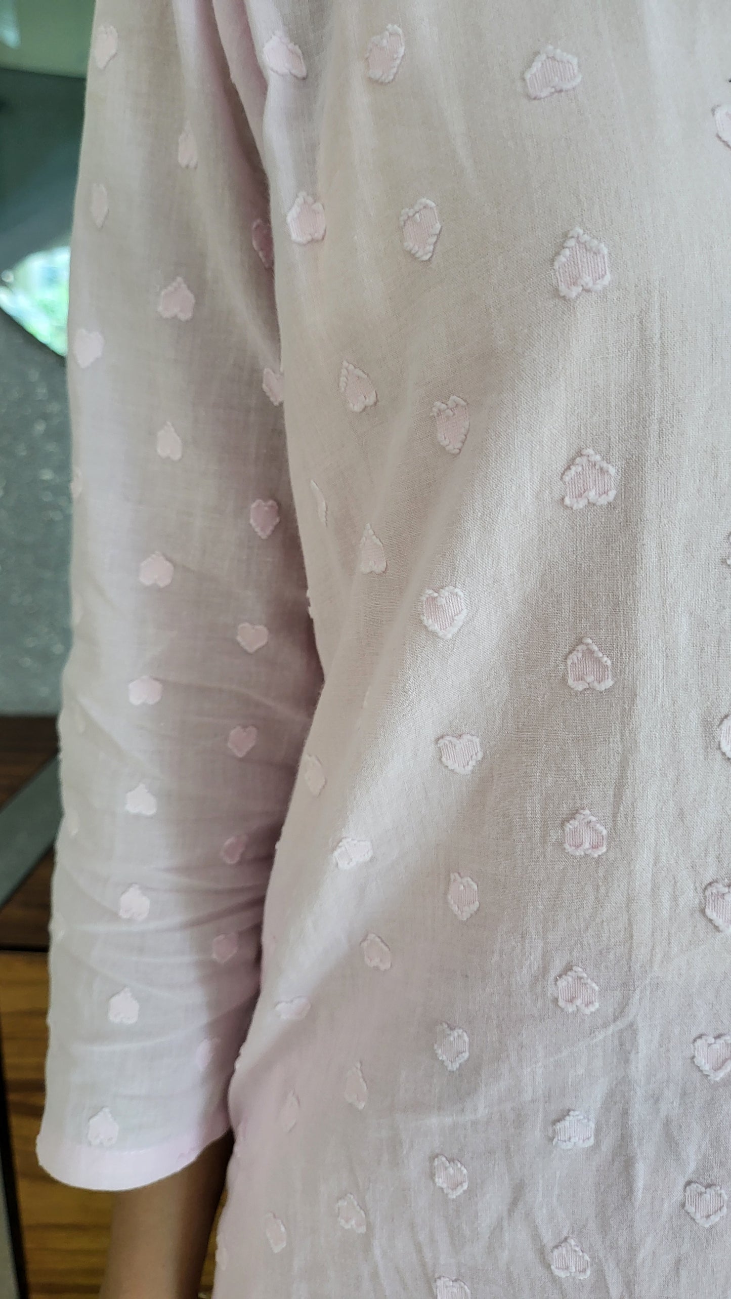 Soft Pink heart pattern Cotton Kurta with Pants