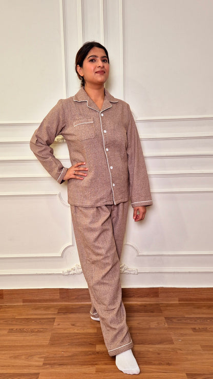 Brown Sugar Women Flannel Winter Twinning  Nightsuit