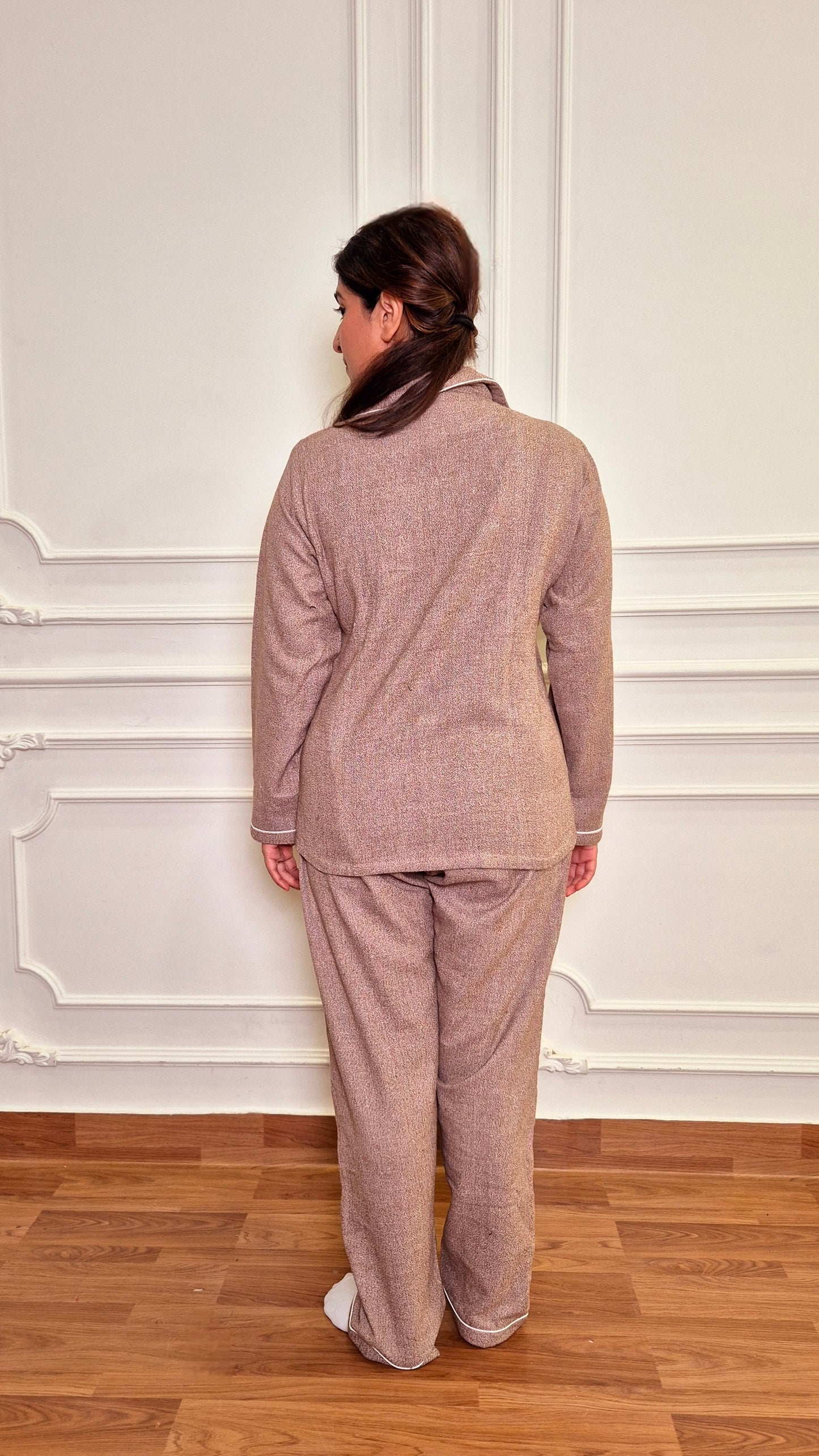Brown Sugar Women Flannel Winter Twinning  Nightsuit