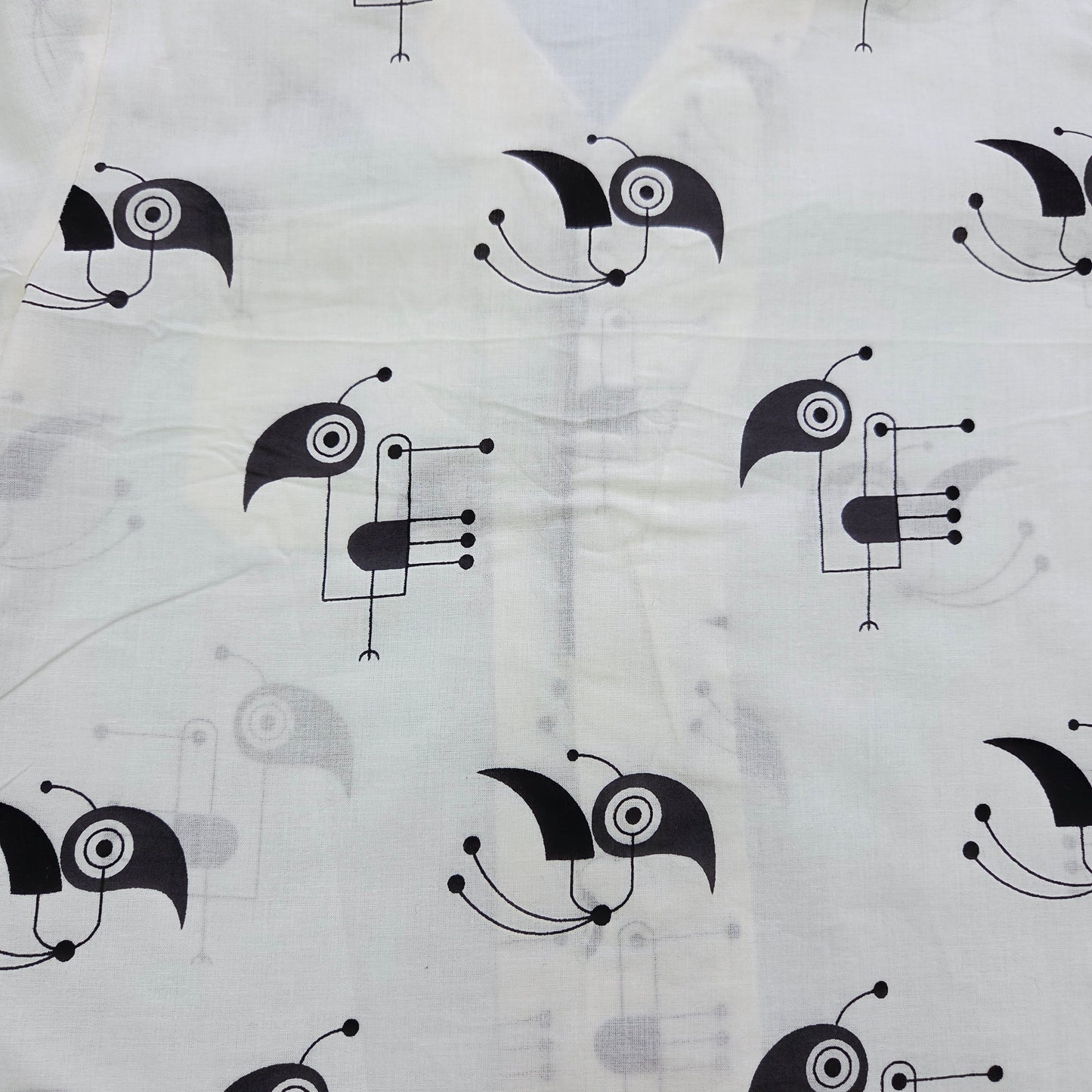 Pure Cotton White Bird Print Unisex Nightsuit Set