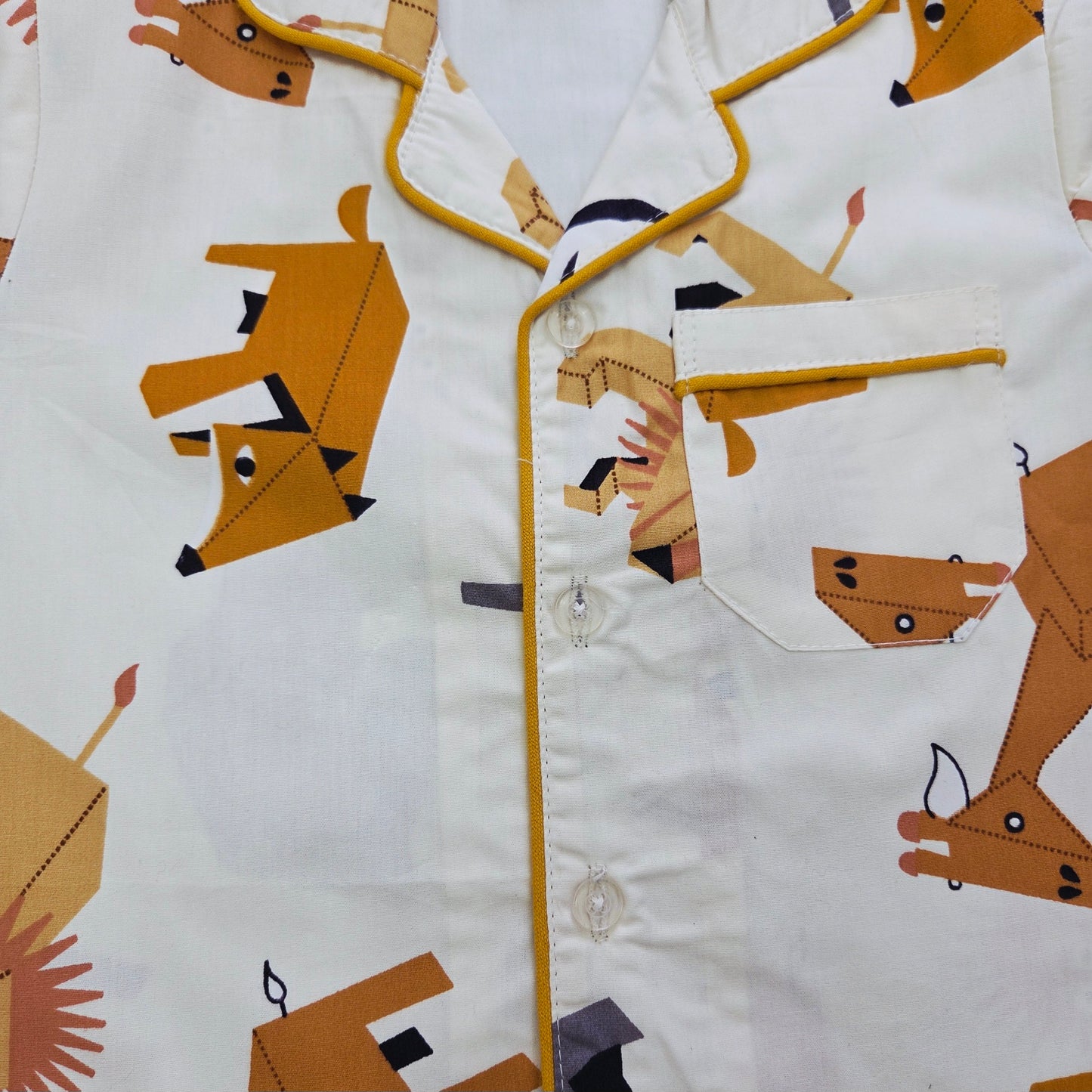 Pure Cotton White Safari Animal Print Unisex Nightsuit Set