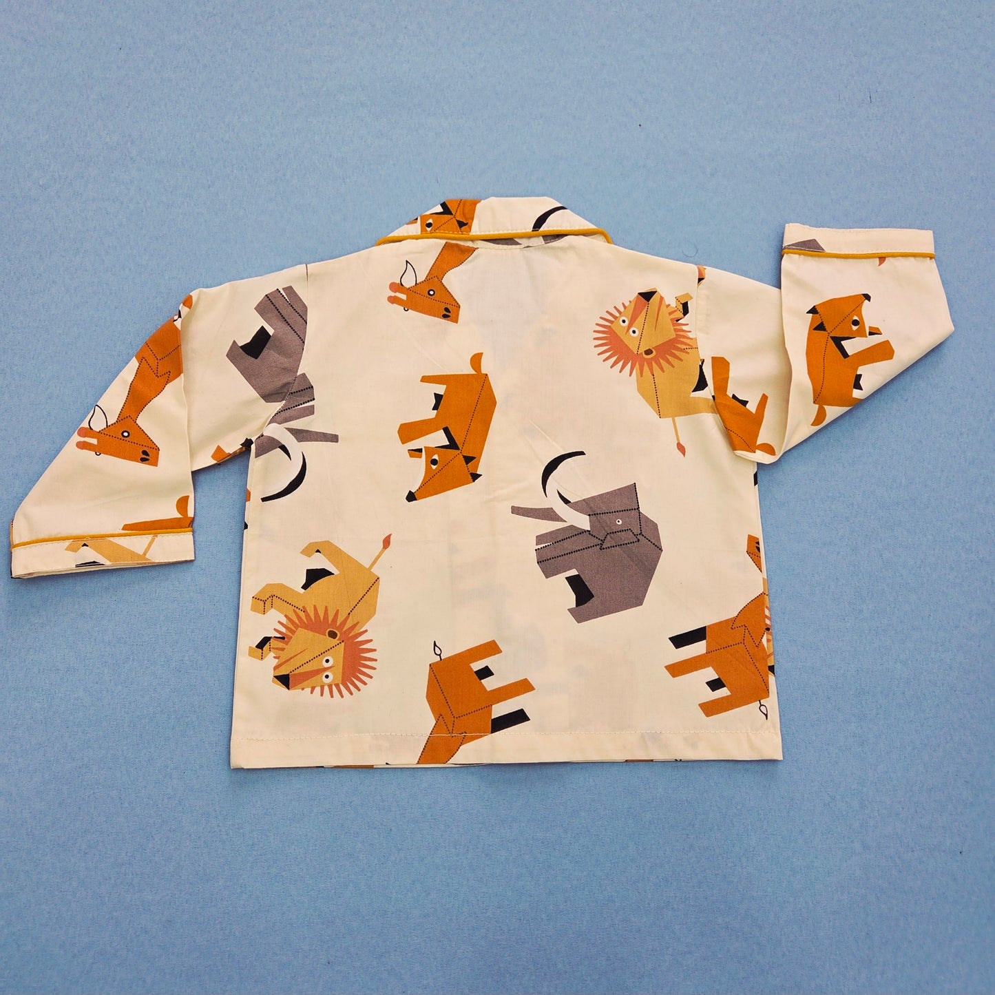 Pure Cotton White Safari Animal Print Unisex Nightsuit Set