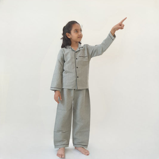 Freesia array Grey Flannel Unisex Kids Nightsuit