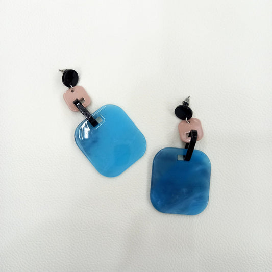 Turquoise acrylic square danglers