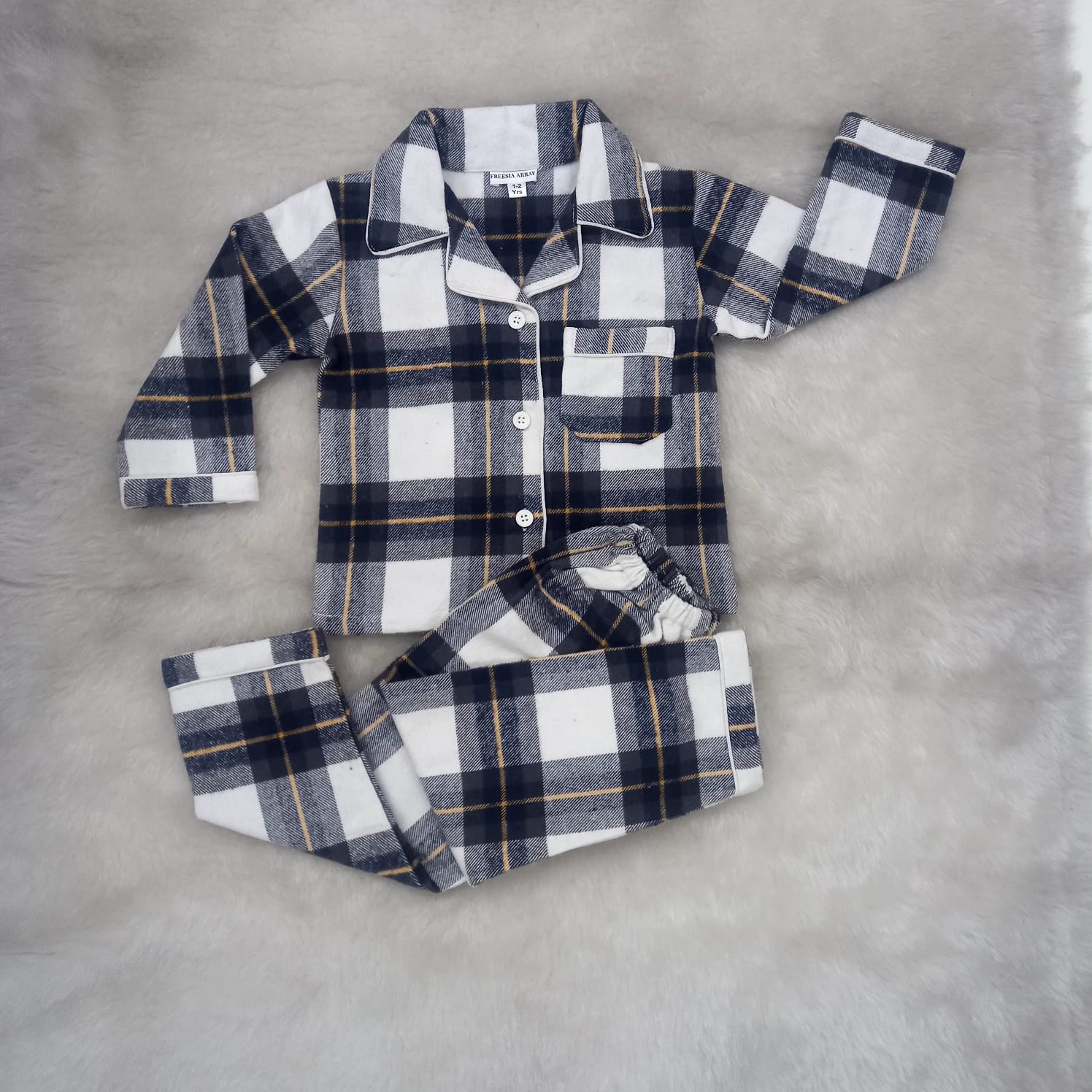 Women's and Kids Full Sleeves Flannel Nightsuit Set