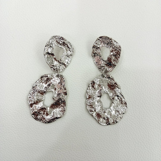 Double Drop Oval Silver Earings