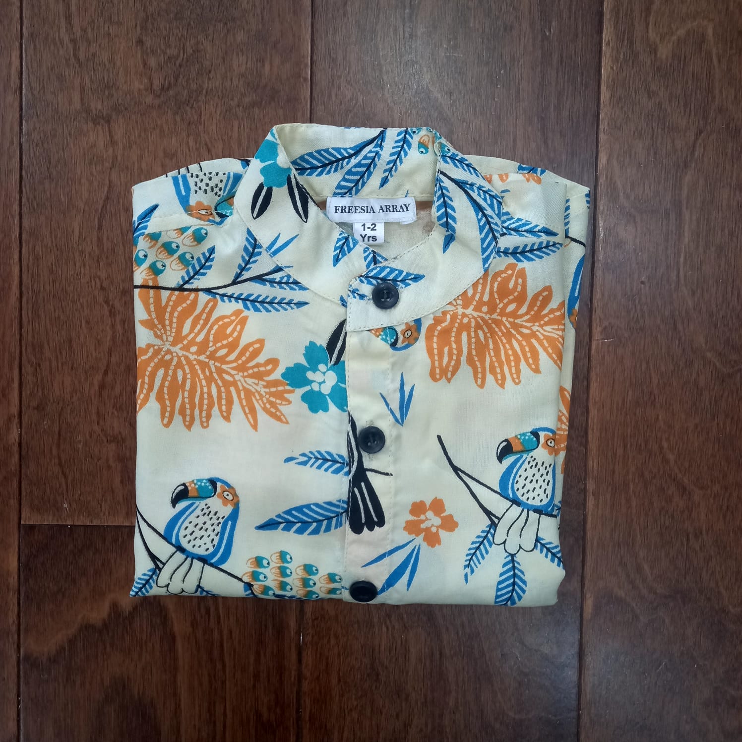 Freesia Array Tropical vibes Toucan print shirt