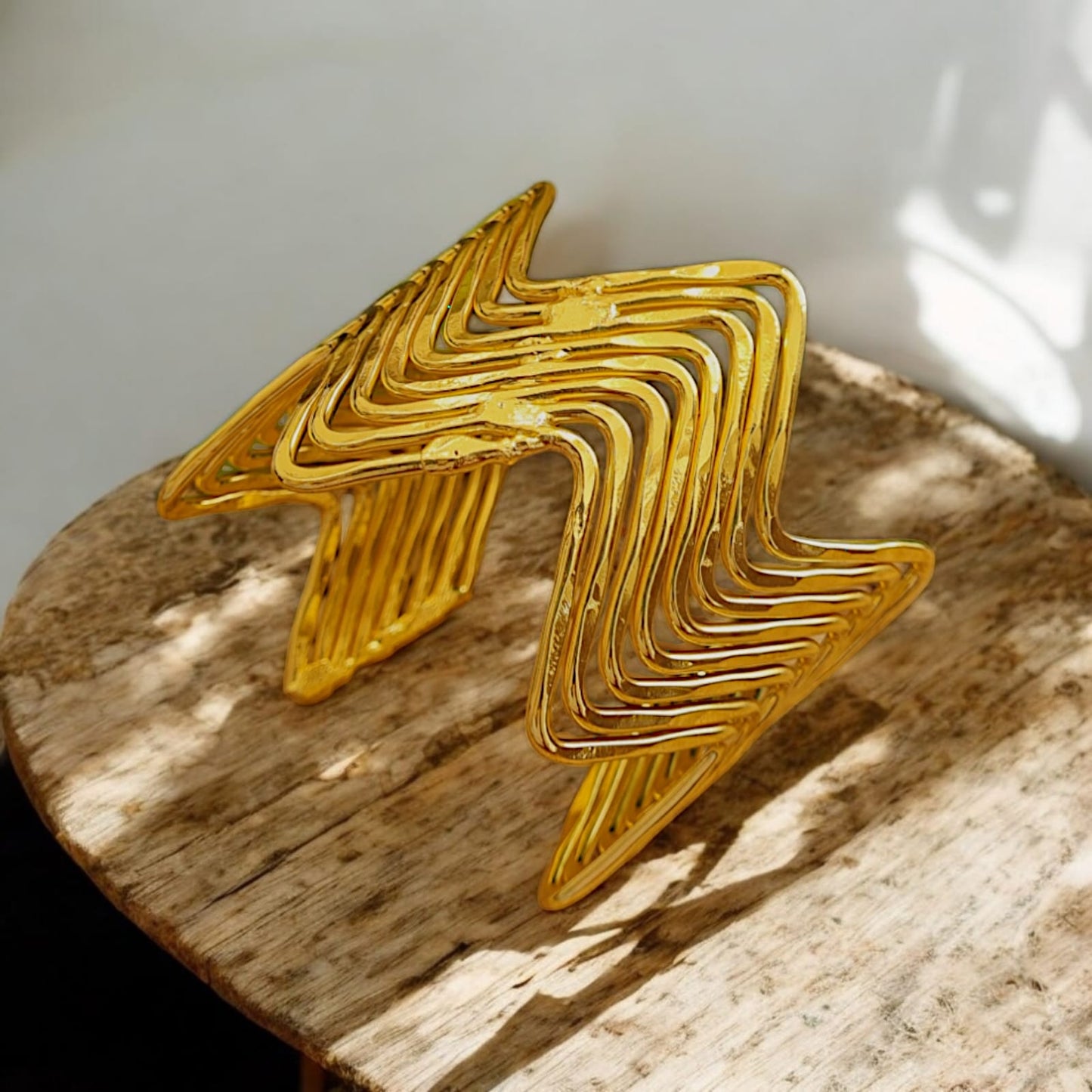 Zig-Zag Golden Brass Bracelet