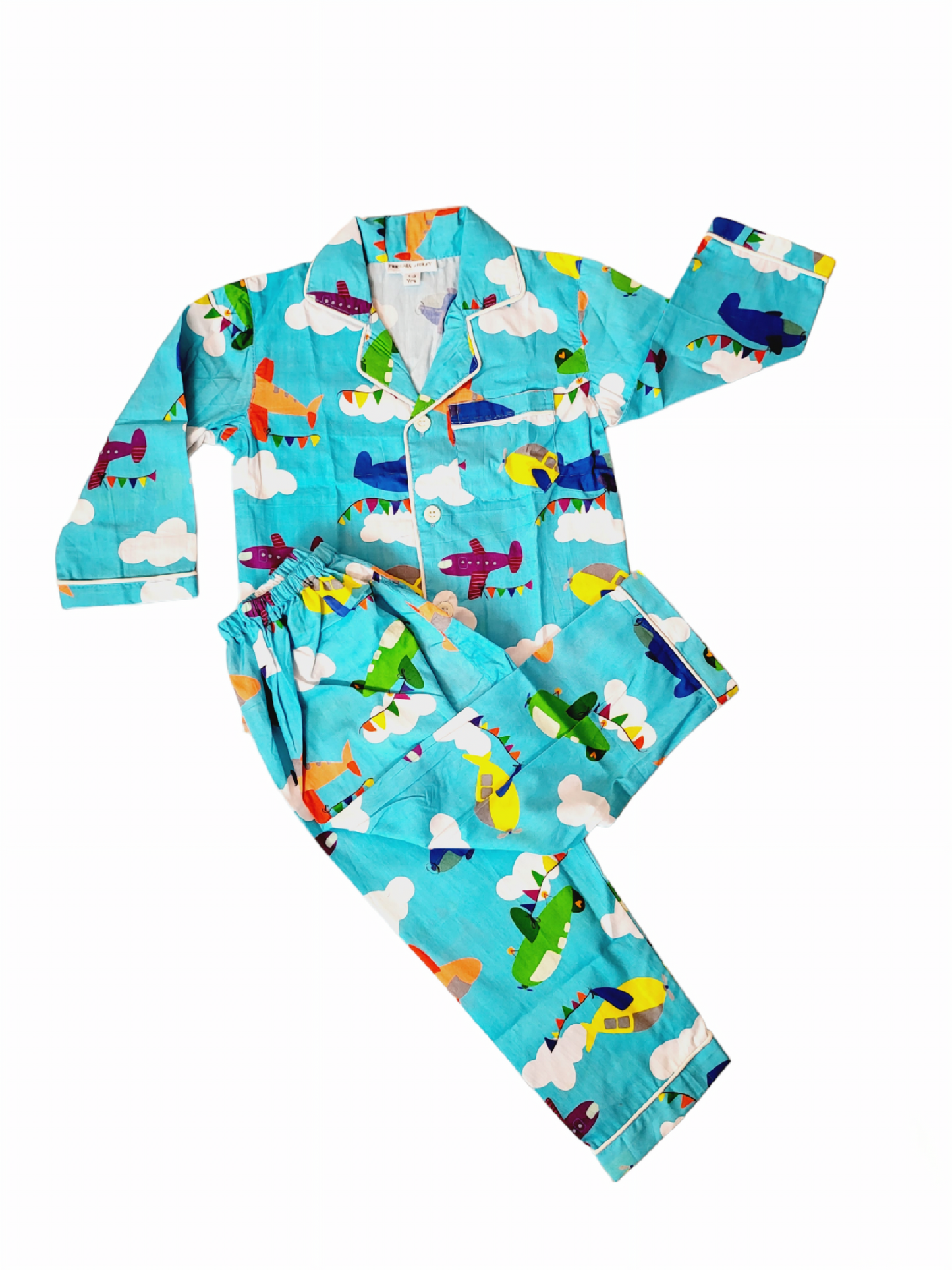 Freesia Array Aeroplane theme blue cotton nightsuit