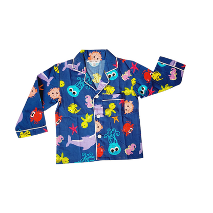 blue water animal theme sleepwear for children