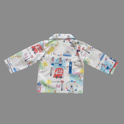 Fun Fair Print White Kids Unisex Nightsuit Set