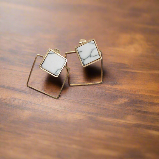 Geometric Marble Earings