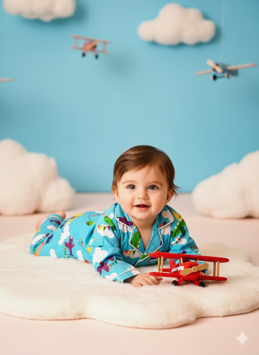 Flight Of Fancy Unisex kids Night Suit Set
