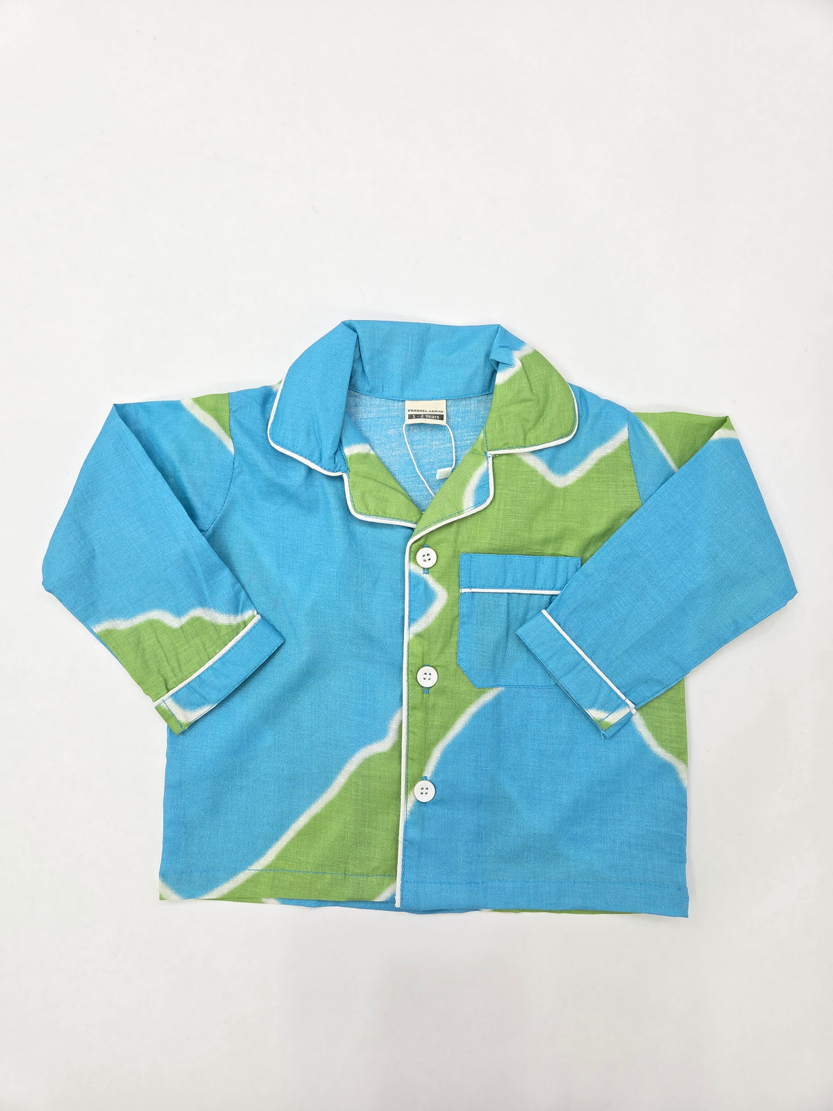 Pure Cotton Blue Green Tie-Dye Print Unisex Nightsuit Set