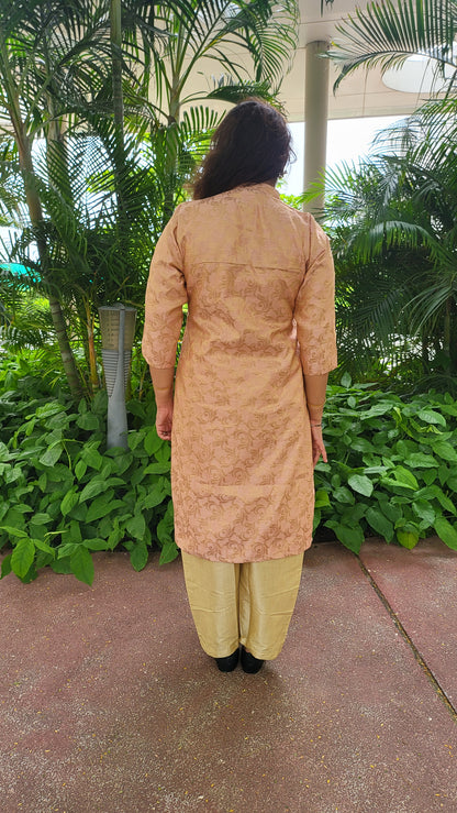 Peach Brocade Kurta