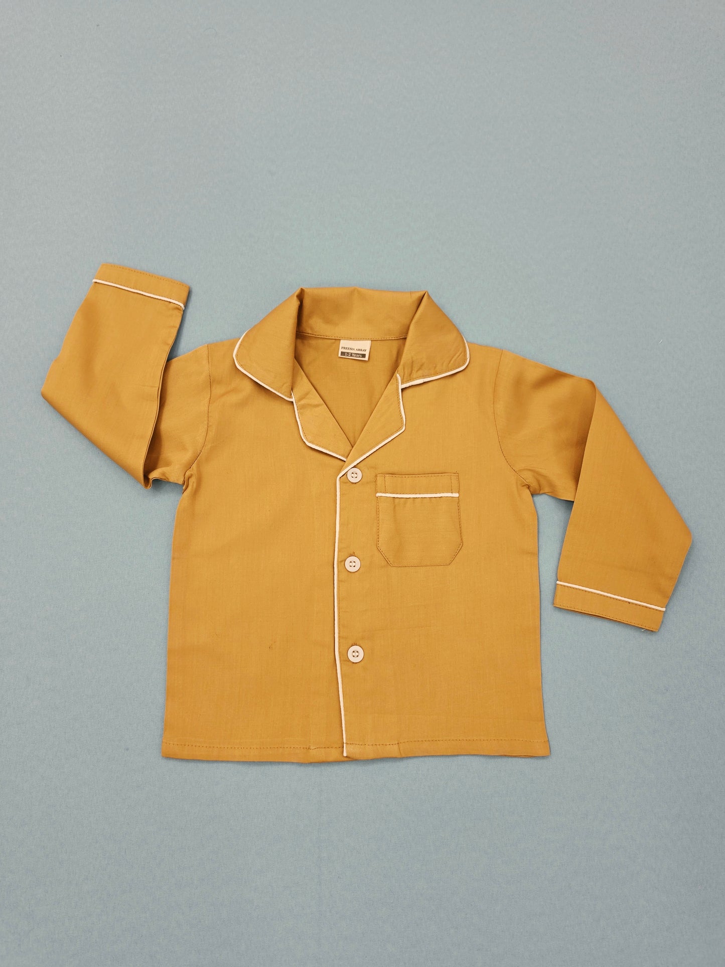 Pure Cotton Classic Mustard Yellow Unisex Nightsuit Set
