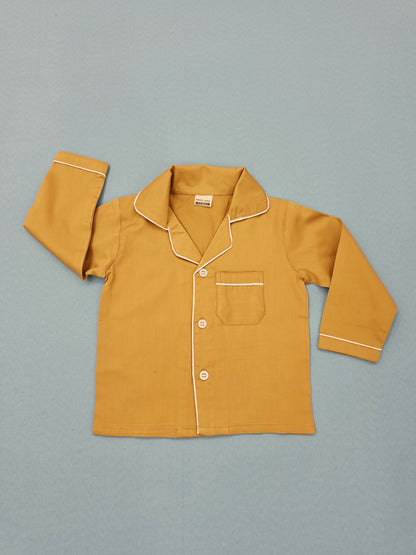 Pure Cotton Classic Mustard Yellow Unisex Nightsuit Set