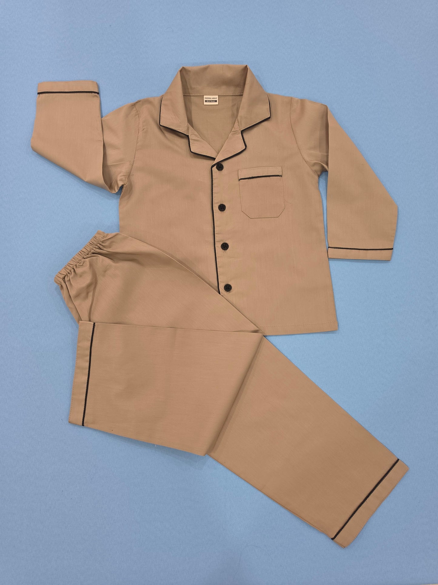 Pure Cotton Classic Beige Unisex Nightsuit Set