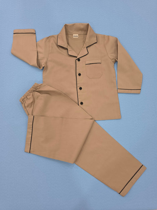 Pure Cotton Classic Beige Unisex Nightsuit Set