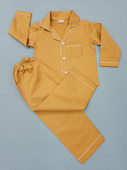 Pure Cotton Classic Mustard Yellow Unisex Nightsuit Set