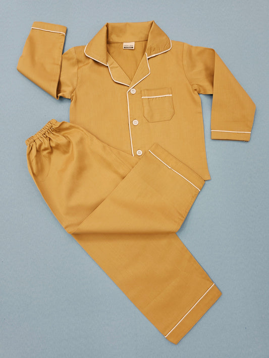 Pure Cotton Classic Mustard Yellow Unisex Nightsuit Set