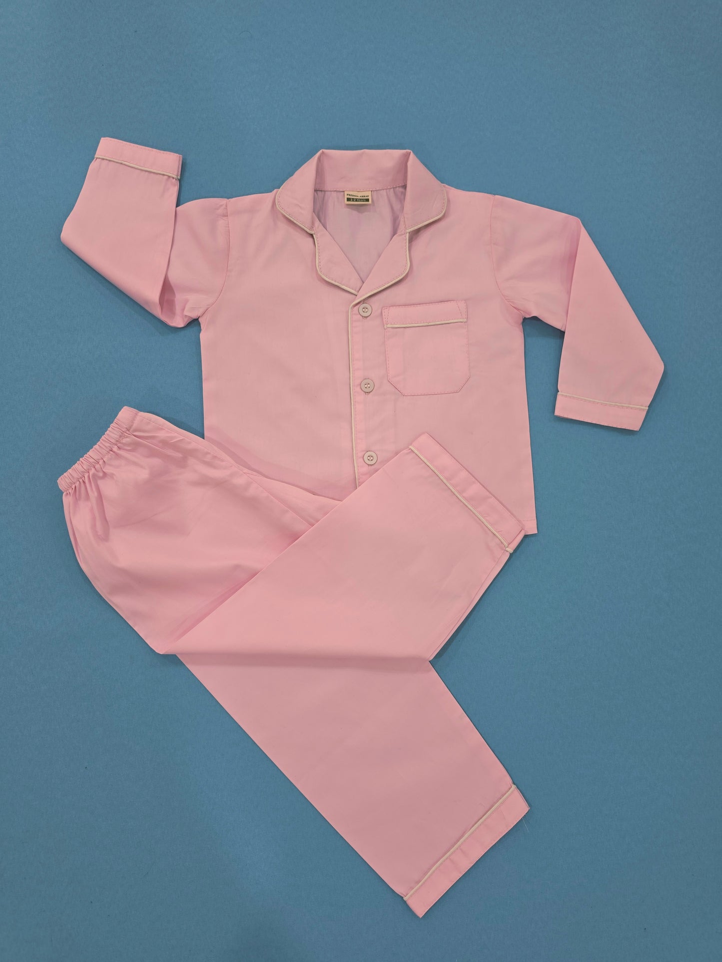 Pure Cotton Classic Baby Pink Unisex Nightsuit Set