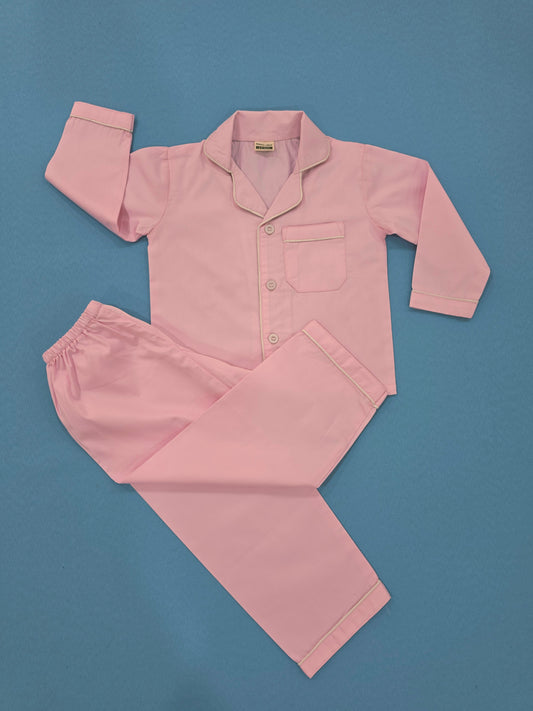 Pure Cotton Classic Baby Pink Unisex Nightsuit Set