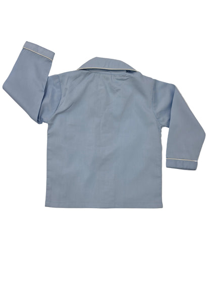 Pure Cotton Classic Sky-Blue Unisex Nightsuit Set