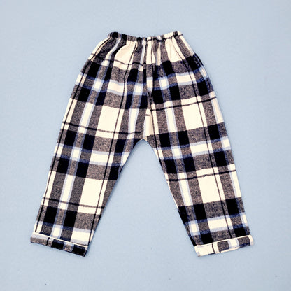 Blue Checkered Kids Flannel Winter Unisex Nightsuit Set
