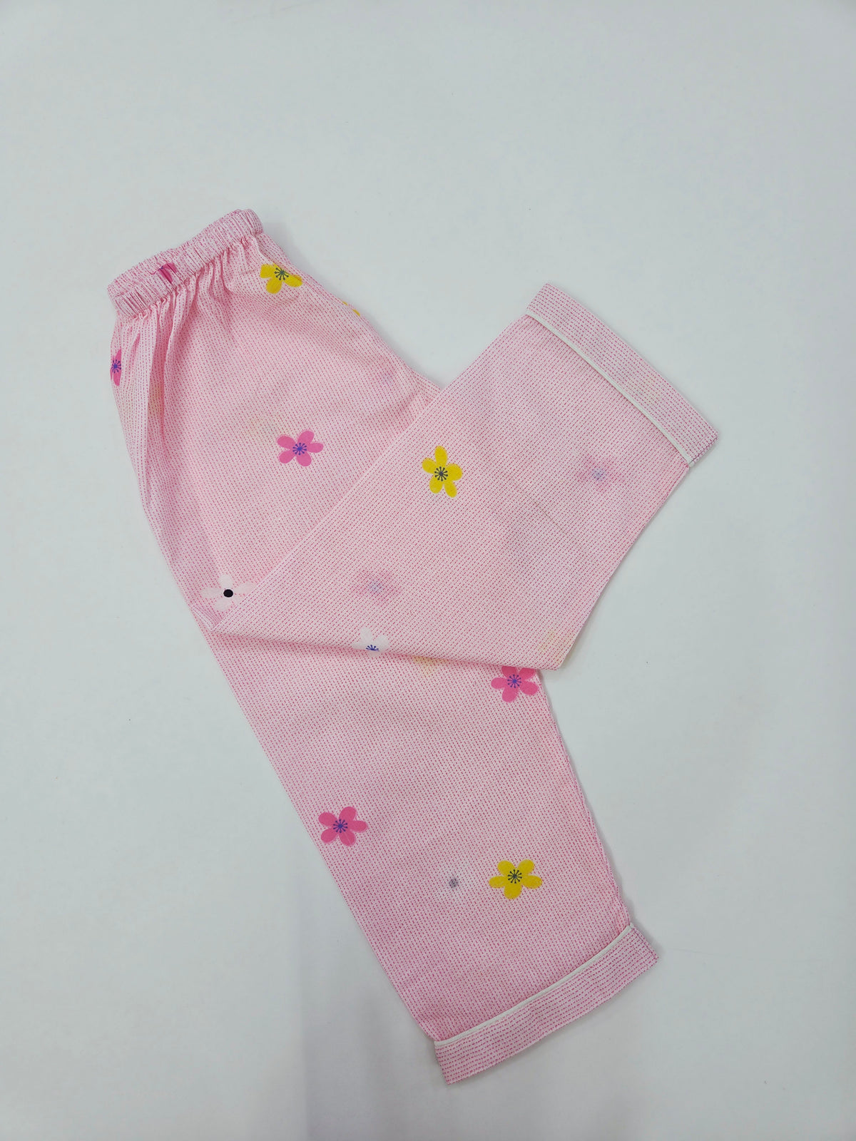 Pure Cotton Pink Flower Print Unisex Nightsuit Set