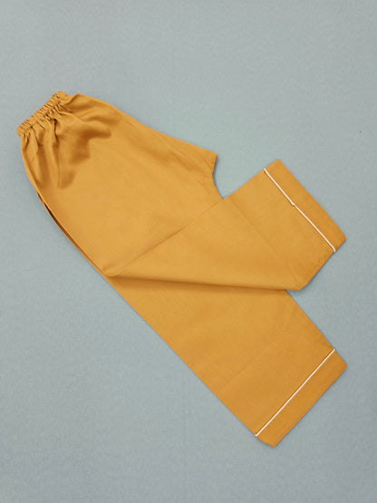 Pure Cotton Classic Mustard Yellow Unisex Nightsuit Set