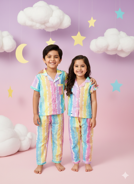 Watercolor Nights Unisex Cotton Night Suit Set