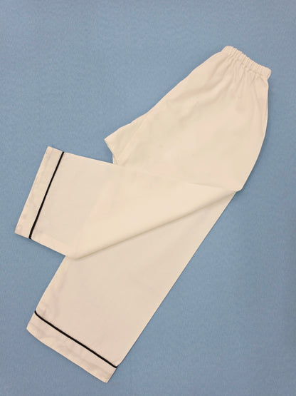 Pure Cotton Classic White Unisex Nightsuit Set