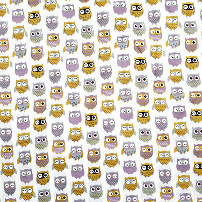 Colorful Owl Print Cotton Fabric