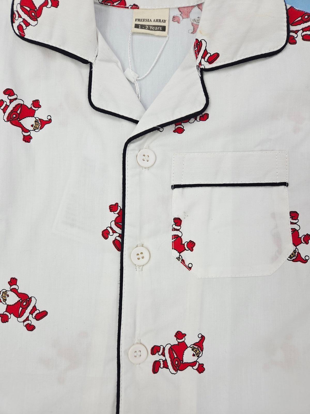 Pure Cotton White and Red Santa Print Christmas Unisex Nightsuit Set