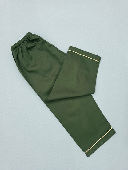 Pure Cotton Classic Bottle Green Unisex Nightsuit Set