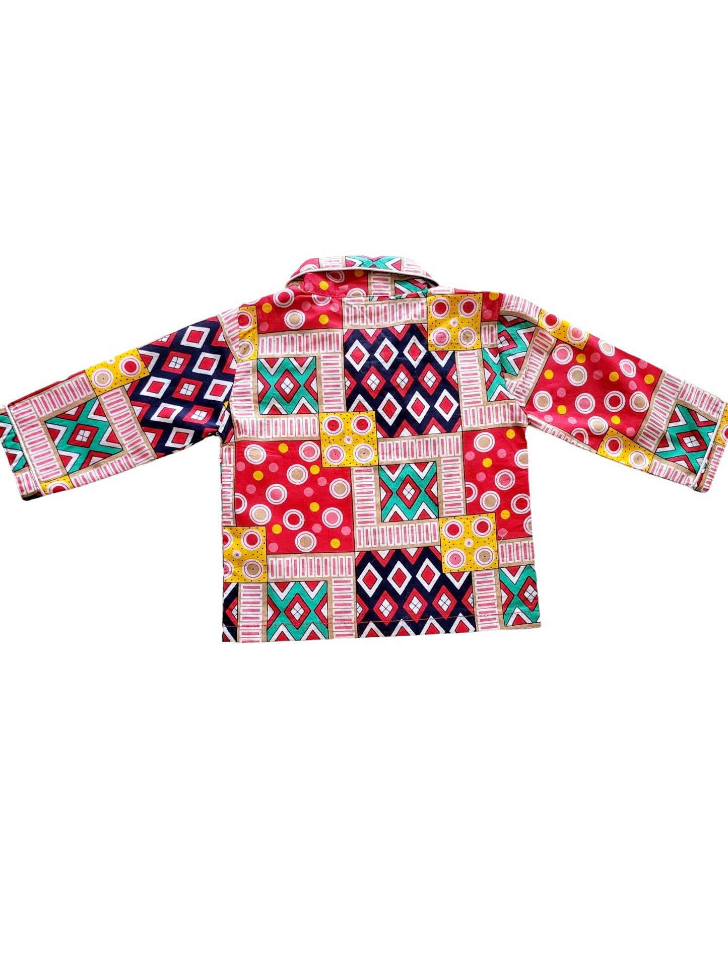 Multi color Geometrical Print Cotton Kids Unisex Nightsuit Set