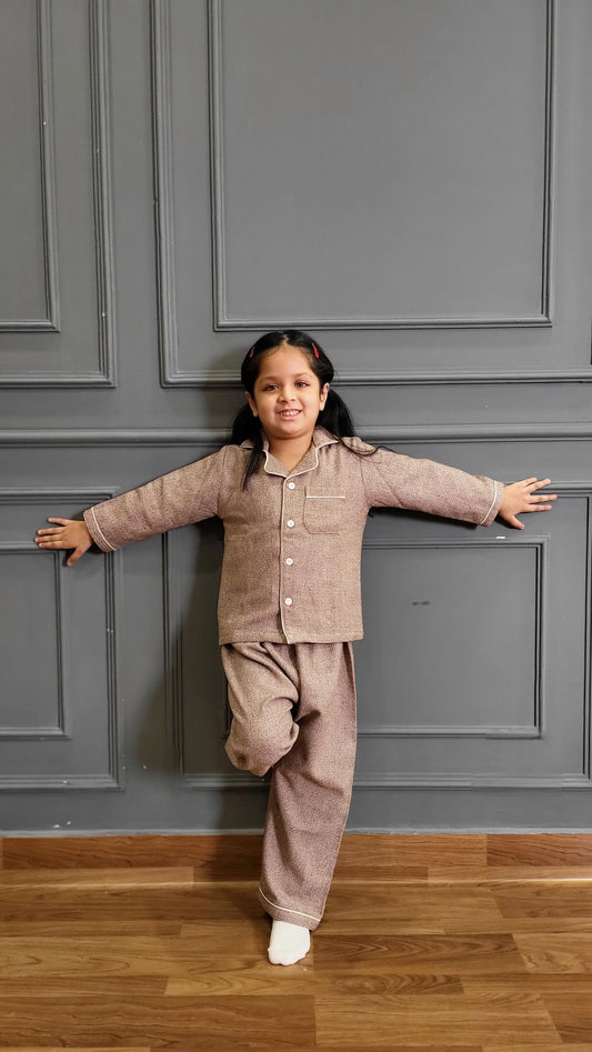 Brown Sugar Kids Flannel Winter Unisex Nightsuit Set