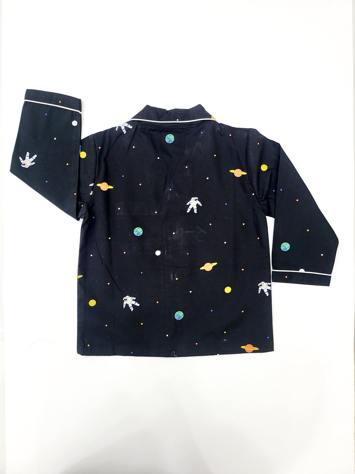 Comfortable full sleeve nightsuit with astronaut and galaxy print for a cozy night's sleep