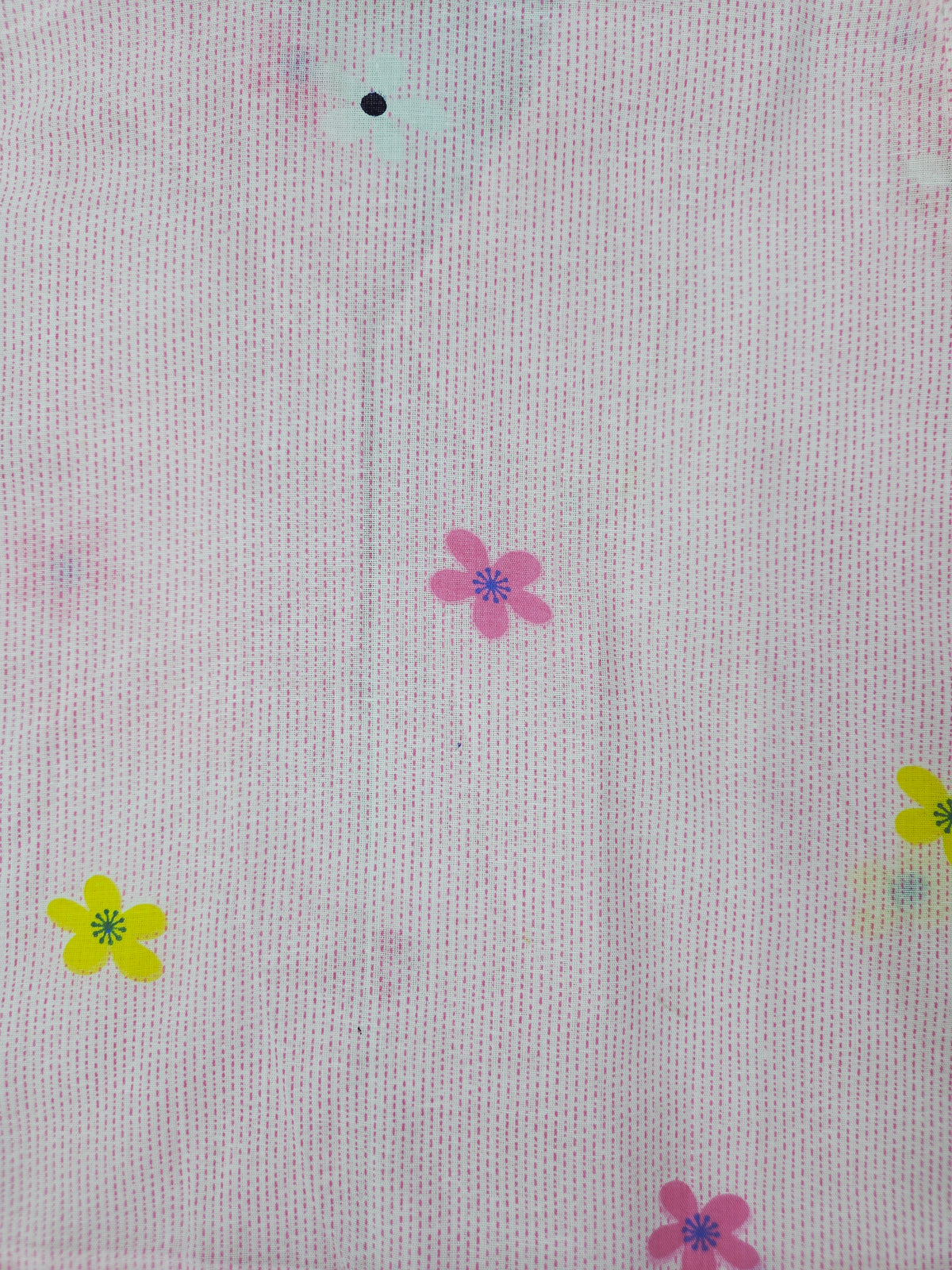Pure Cotton Pink Flower Print Unisex Nightsuit Set
