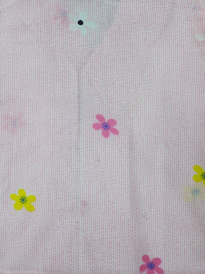 Pure Cotton Pink Flower Print Unisex Nightsuit Set