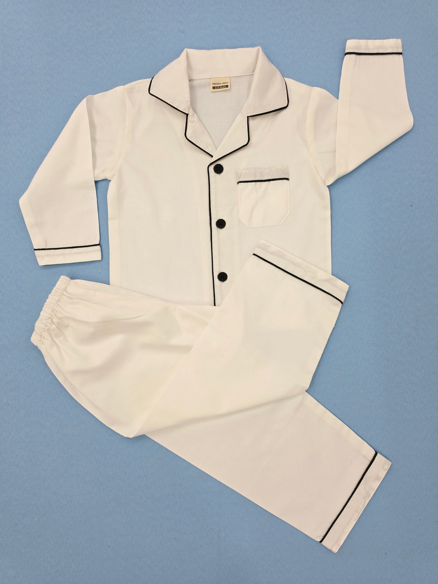Pure Cotton Classic White Unisex Nightsuit Set