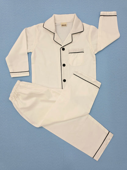 Pure Cotton Classic White Unisex Nightsuit Set