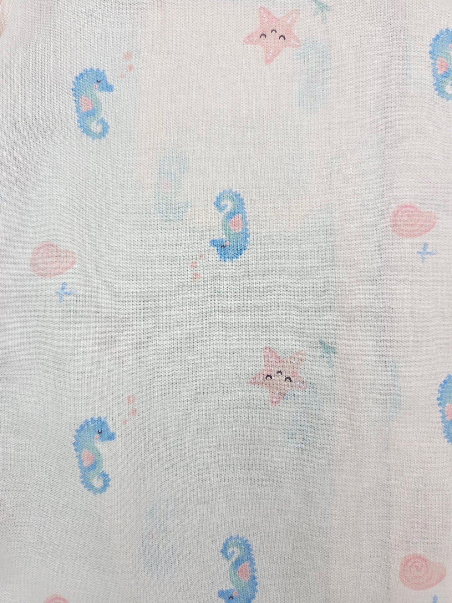 Pure Cotton Peach with Seahorse Print  Unisex Nightsuit Set