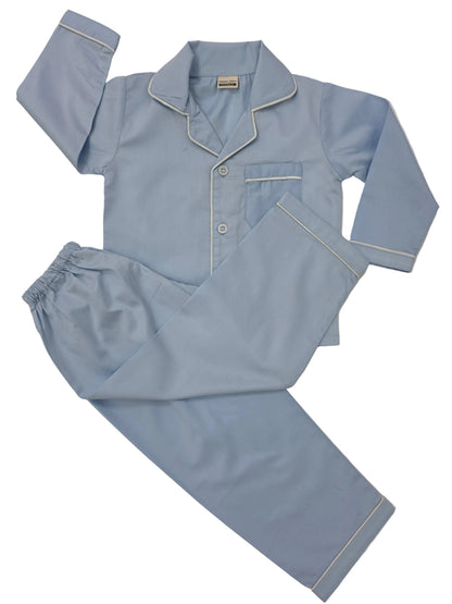 Pure Cotton Classic Sky-Blue Unisex Nightsuit Set