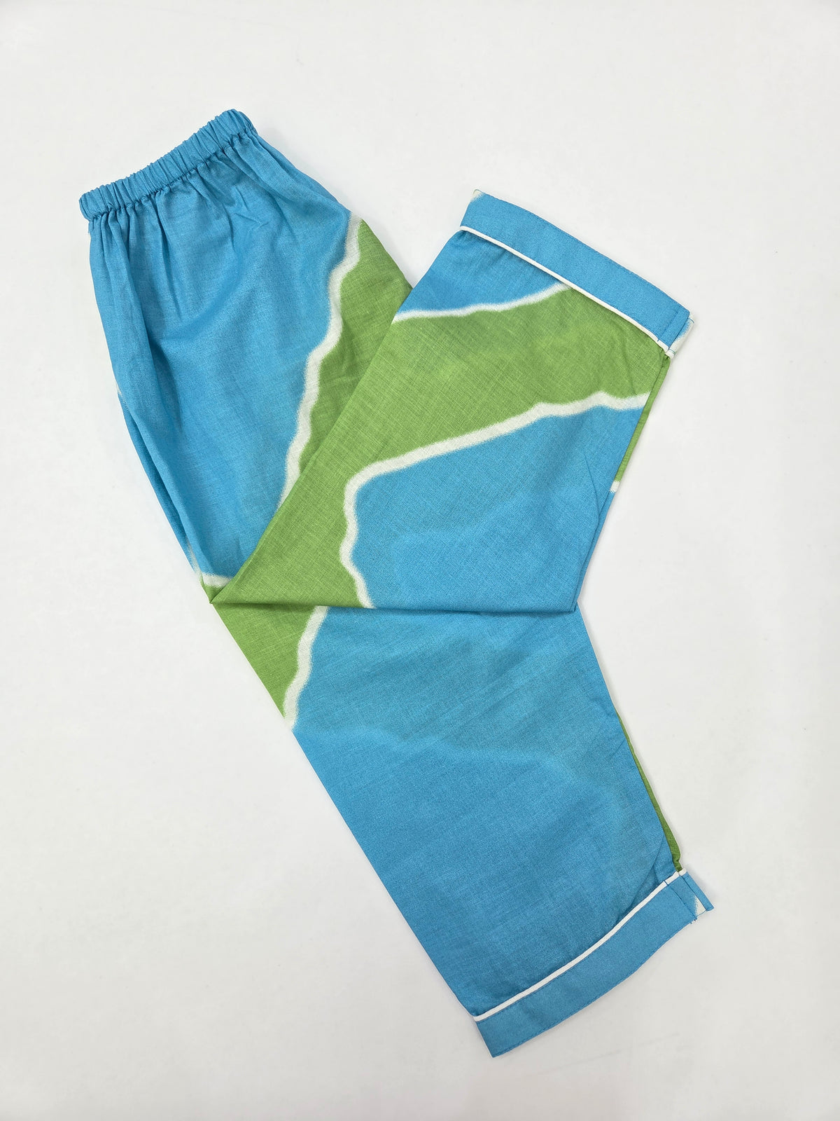 Pure Cotton Blue Green Tie-Dye Print Unisex Nightsuit Set